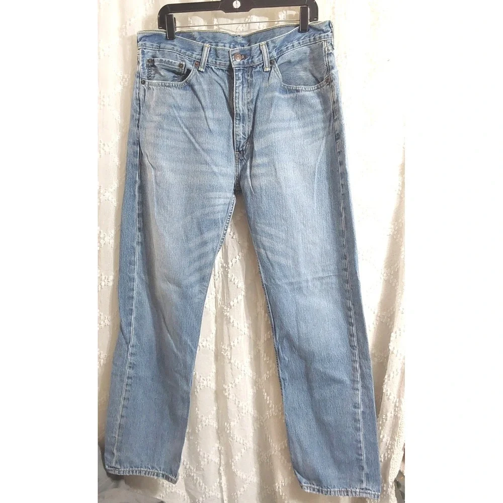 Levis Mens Straight Leg Denim Jeans Light Wash‎ Blue 34x32 Made in Mexico
